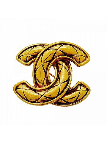 Chanel Chanel brooch, Coco Mark, Matelassé, GP plated, gold, women's. (view 1)
