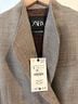 Zara 100% Wool 100% Viscose Houndstooth Gray Tan Coat Size S - photo 11