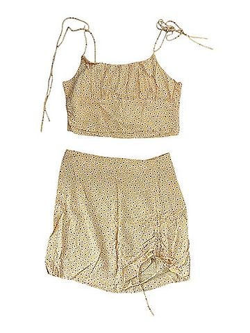Amuse Society Yellow Floral Tie-Detail Skirt Set Casual Dress (view 1)