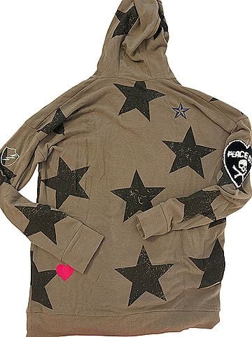Chaser Olive Star &amp; Tiger Patch Hoodie Pullover Hoodie (view 2)