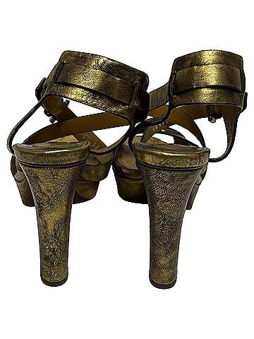 Ralph Lauren Ralph Lauren Metallic Estrid Platform Ankle Strap Sandals in Gold Leather (view 2)