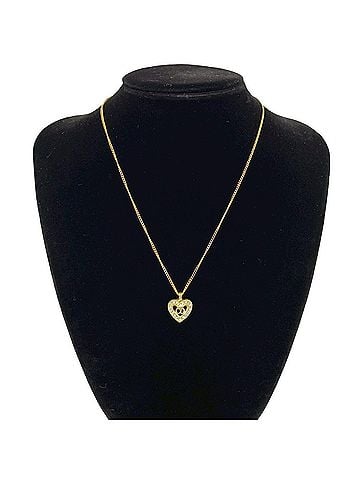 Christian Dior Christian Dior Vintage CD Logo Heart Motif GP Rhinestone Necklace Pendant Gold 35917 (view 2)