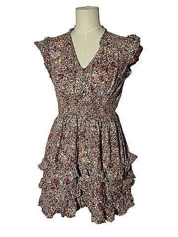 Angie Floral Smocked Ruffle Mini Casual Dress (view 1)