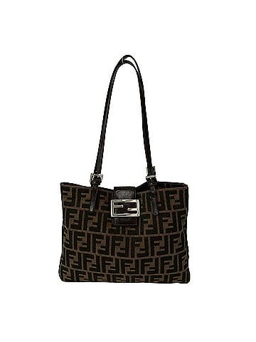 Fendi FENDI Vintage Zucca FF Pattern Canvas Leather Semi Shoulder Bag Tote Brown Black 44964 (view 1)