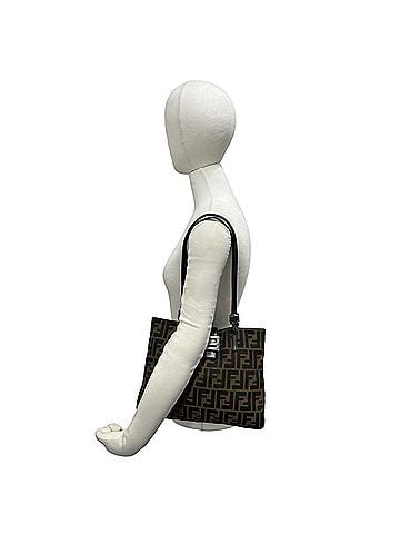 Fendi FENDI Vintage Zucca FF Pattern Canvas Leather Semi Shoulder Bag Tote Brown Black 44964 (view 2)