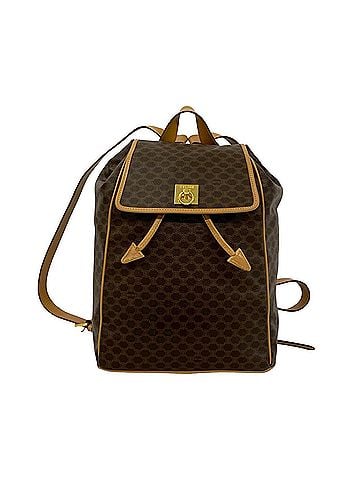 Céline CELINE Vintage Ring Hardware Macadam Pattern Leather Backpack Daypack Brown 48767 (view 1)
