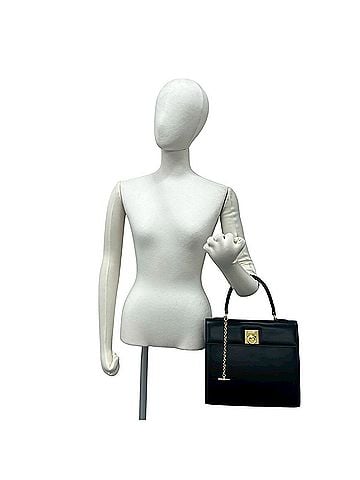 Céline CELINE Vintage Logo Ring Hardware Calf Leather Handbag Tote Bag Black 25720 (view 2)