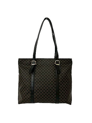 Céline CELINE Macadam Blazon Triomphe Logo Pattern Leather Tote Bag Handbag Black Brown 39882 (view 1)