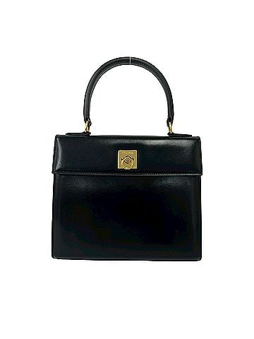 Céline CELINE Vintage Logo Ring Hardware Calf Leather Handbag Tote Bag Black 94946 (view 1)