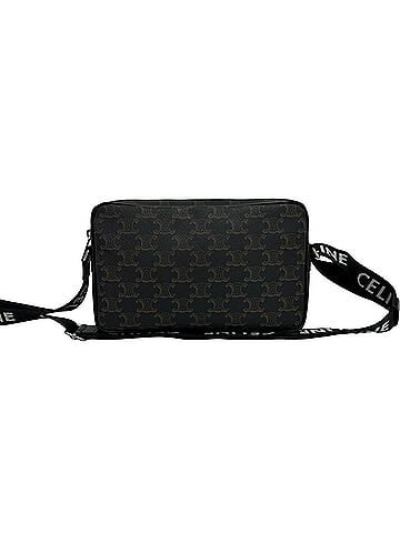 Céline CELINE Triomphe Medium Messenger Leather Mini Shoulder Bag, Black, 15384 (view 1)