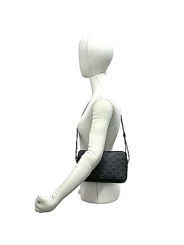 Céline CELINE Triomphe Medium Messenger Leather Mini Shoulder Bag, Black, 15384 (view 2)