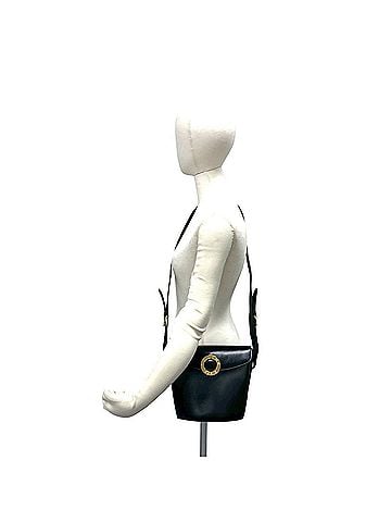 Céline CELINE Vintage Circle Logo Hardware Leather Shoulder Bag Sacoche Black 01004 (view 2)