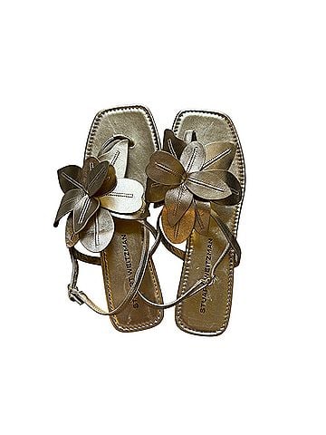 Stuart Weitzman Paradise Gold Sling Back Flat Sandals (view 2)