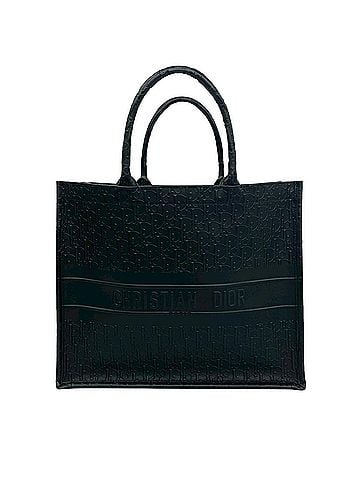 Christian Dior Christian Dior Book Tote Oblique Pattern Leather Bag Handbag Black 969-9 (view 1)