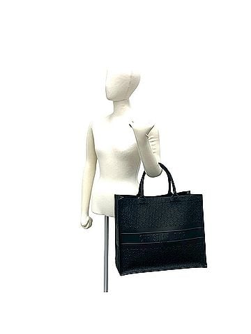 Christian Dior Christian Dior Book Tote Oblique Pattern Leather Bag Handbag Black 969-9 (view 2)
