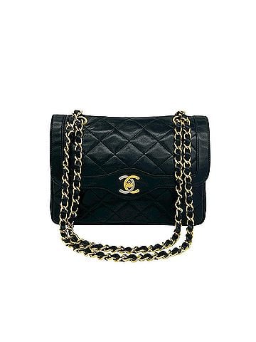 Chanel CHANEL Matelassé Coco Mark Double Flap Lambskin Shoulder Bag Black 713-2 (view 1)