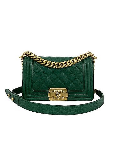 Chanel CHANEL Boy Chanel Coco Mark Caviar Skin Shoulder Bag Green 703-6 (view 1)