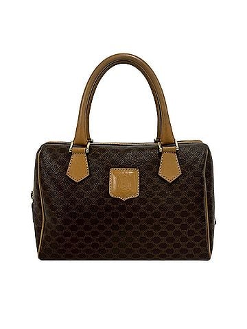 Céline CELINE Vintage Macadam Blazon Triomphe Pattern Leather Handbag Mini Boston Bag Brown 16943 (view 1)