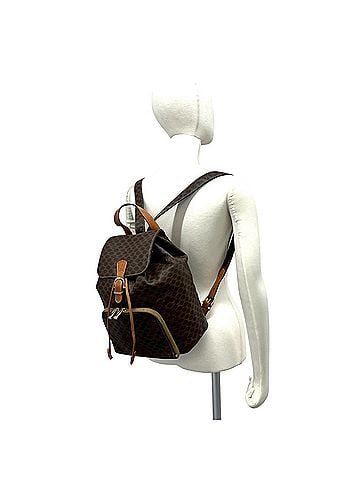 Céline CELINE Vintage Macadam Blazon Pattern Leather Backpack/Daypack, Brown, 24743 (view 2)