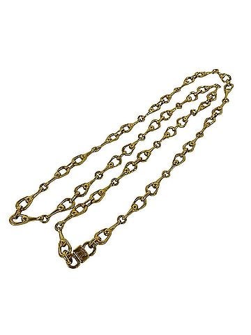 Céline CELINE Triomphe Logo Engraved GP Long Chain Necklace, Gold, 93469 (view 1)