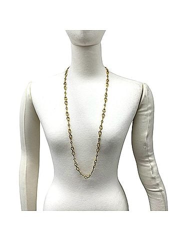Céline CELINE Triomphe Logo Engraved GP Long Chain Necklace, Gold, 93469 (view 2)