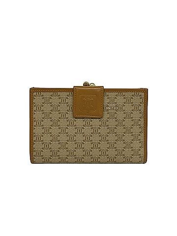 Céline CELINE Vintage Macadam Blazon Logo Pattern Leather Bi-fold Wallet Mini Brown Beige 79177 (view 1)