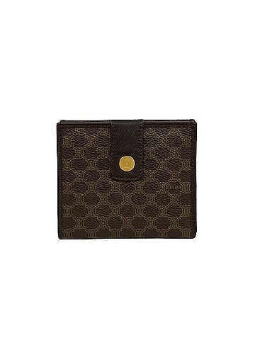 Céline CELINE Macadam Blazon Triomphe Logo Leather Bi-fold Wallet Mini Business Card Holder/Card Case Brown 18064 (view 1)