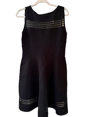 French Connection French Connection “Toney” Crepe Knot Flare Dress - above knee - Horizontal ottoman stitch ribbing bo Cocktail Dress (view 2)