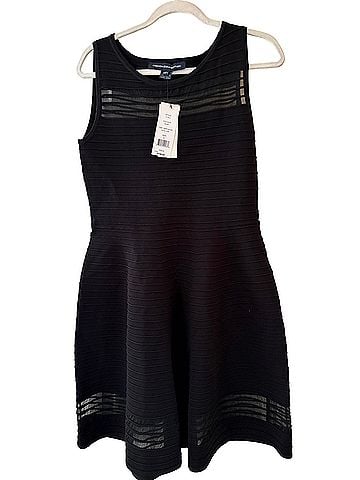 French Connection French Connection “Toney” Crepe Knot Flare Dress - above knee - Horizontal ottoman stitch ribbing bo Cocktail Dress (view 1)