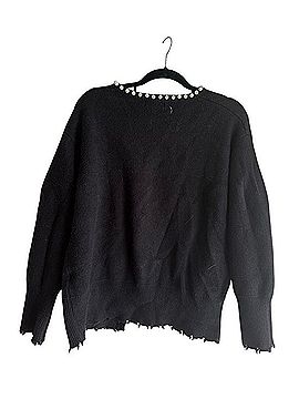 Zesica Black Pearl Trim Open Front Knit Cardigan Sweater Jacket (view 2)