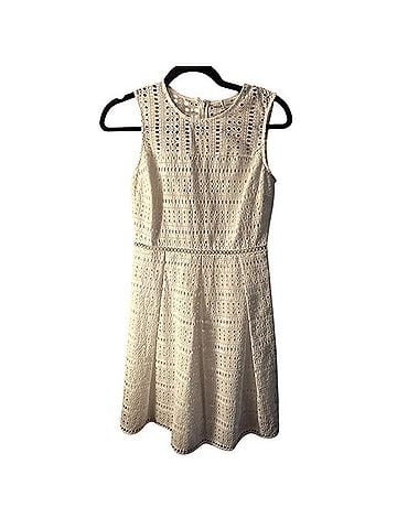 Vineyard Vines White Cap Eyelet Lattice Lace Fit And Flare Dress Casual Dress (view 1)