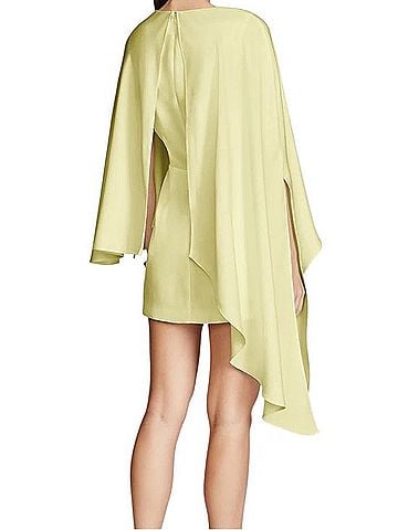 H By Halston Halston Heritage Lemon Draped Crepe Cape Mini Dress Cocktail Dress (view 2)