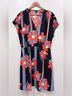 Halogen 100% Polyester Floral Black Red Casual Dress Size XL - photo 3