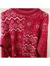 Demetre Print Red White Pullover Sweater Size M - photo 5