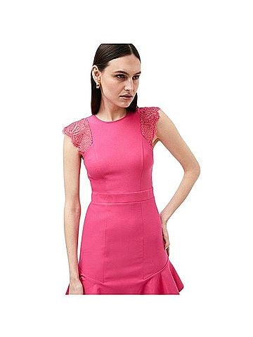 Karen Millen Lace-Shoulder Dress Casual Dress (view 1)