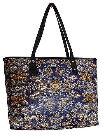 Coach City features a navy and orange paisley floral print on coated canvas Tote (view 1)