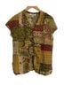 Citron Floral Stripes Multi Color Short Sleeve Blouse Size M - photo 1