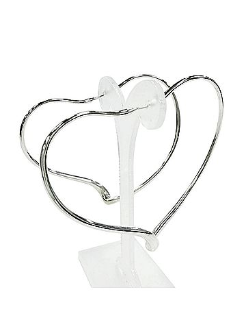 Tiffany & Co. TIFFANY&amp;Co. Tiffany &amp; Co. Elsa Peretti Open Heart Large Hoop Earrings, AG925 Sterling Silver, Weight 12.2g, Women's (view 2)