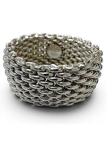 Tiffany & Co. TIFFANY&amp;Co. Tiffany Somerset SV925 Mesh Ring, Silver, Weight 8.7g, Men's (view 1)
