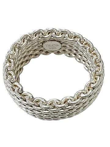 Tiffany & Co. TIFFANY&amp;Co. Tiffany Somerset SV925 Mesh Ring, Silver, Weight 8.7g, Men's (view 2)