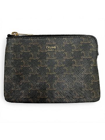 Céline CELINE 10C662BTA.38NO Triomphe Canvas Wallet/Coin Case with Keyring, Black, Made in Italy, Women's, Box (view 1)