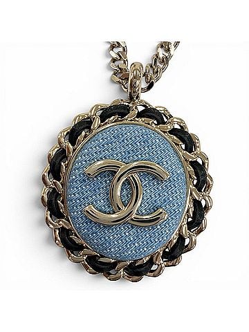 Chanel CHANEL (2025 model) B25P Coco Mark Denim Design Chain Necklace, Indigo Blue, Gold Hardware, Made in Italy, Women's. (view 1)