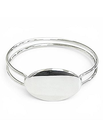 Tiffany & Co. TIFFANY&amp;Co. Tiffany Vintage Oval ID Bangle Bracelet, 925 Sterling Silver, Weight 32.1g, Women's, Comes with Box (view 1)
