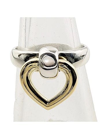 Hermès HERMES Heart Knock Ring, 925/750 Combination, Silver/Gold, Weight 4.7g, Women's, Comes with Box and Case. (view 1)
