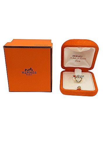 Hermès HERMES Heart Knock Ring, 925/750 Combination, Silver/Gold, Weight 4.7g, Women's, Comes with Box and Case. (view 2)