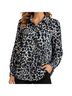 Talbots 100% Polyester Animal Print Black Blue White Button-Down Shirt Size 1X - photo 1