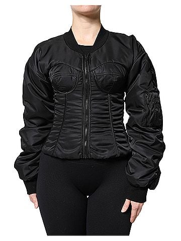 Dolce & Gabbana Black Nylon Full Zip Bustier Corset Women's Jacket (view 1)