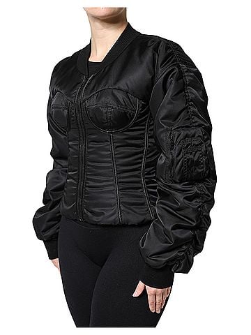 Dolce & Gabbana Black Nylon Full Zip Bustier Corset Women's Jacket (view 2)