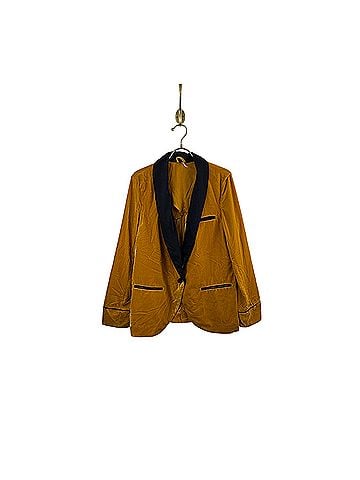 Free People Mustard Yellow Black Satin Trim Velvet Blazer (view 1)