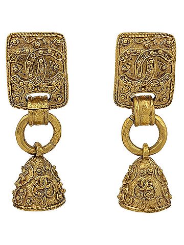 Chanel Chanel Coco Mark Bell Swing Earrings, GP Gold, Women's (view 1)